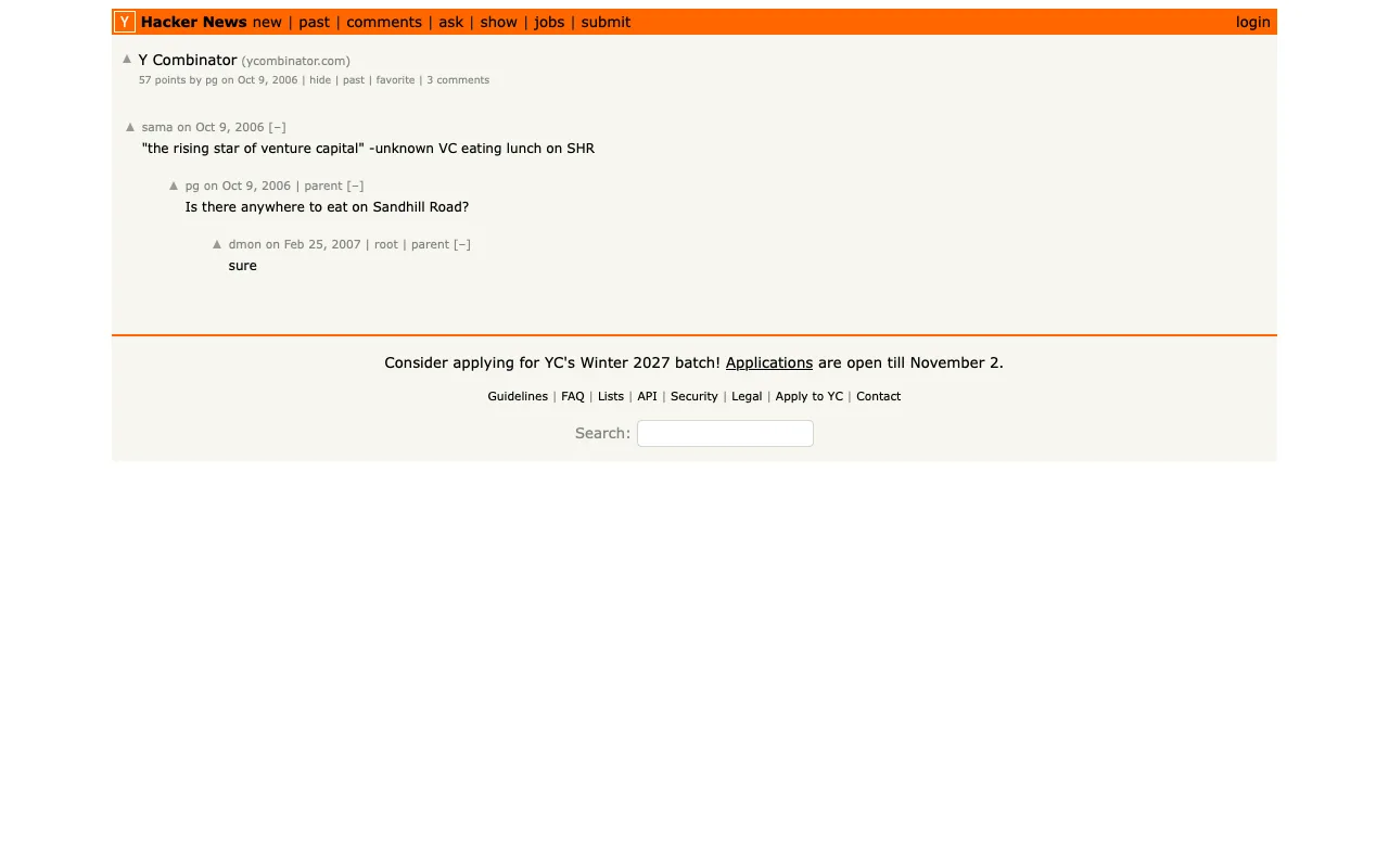 The page before Roomier HN comments