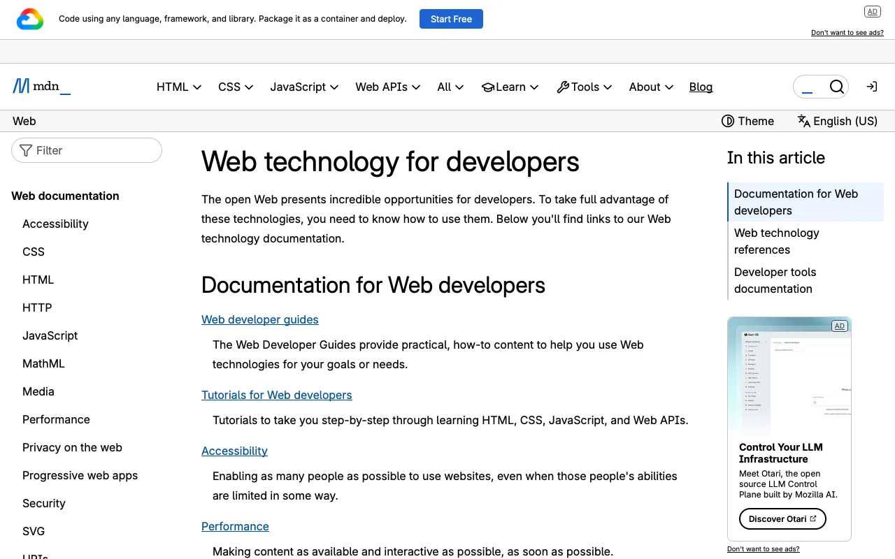 The page before Readable MDN