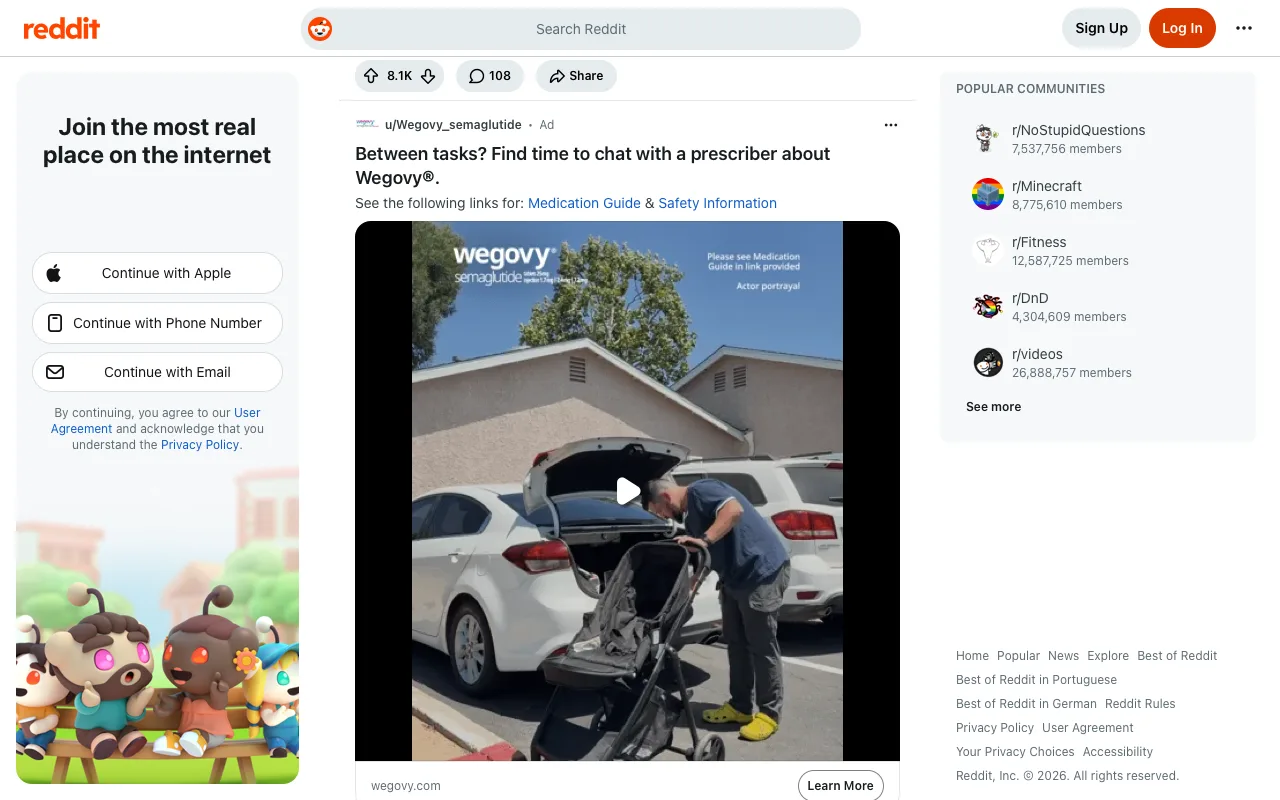 The page before Hide promoted Reddit cards