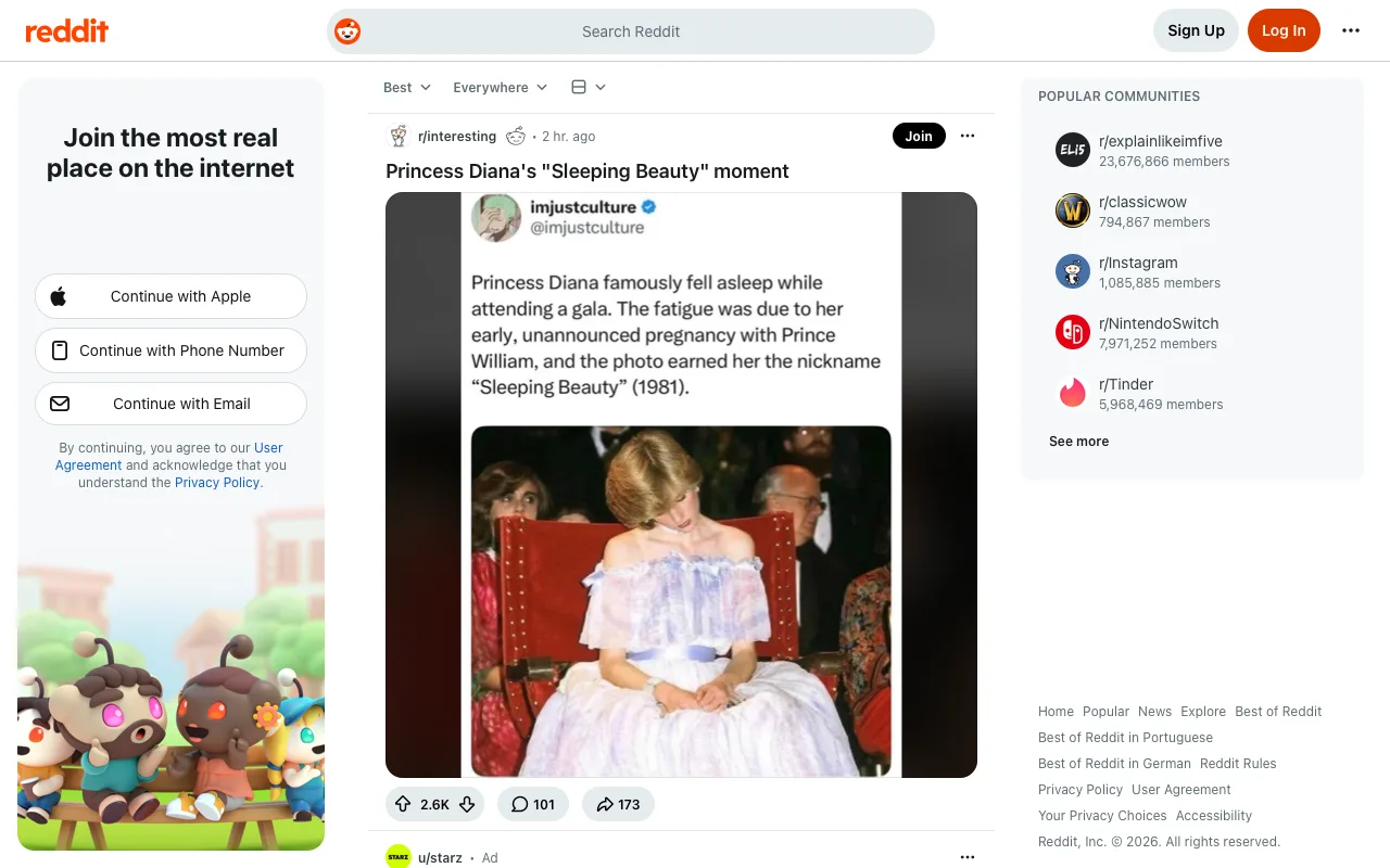 The page before Quiet Reddit sidebar