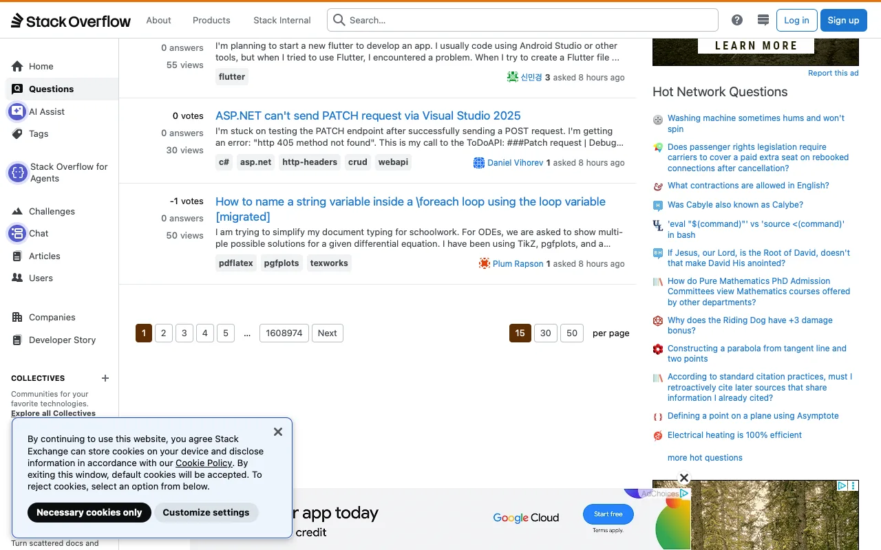 The page before Hide hot network questions